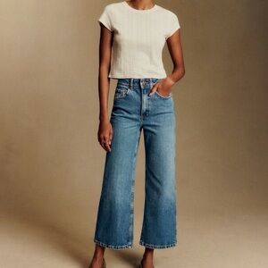 Sezane Le Crop Denim Jeans in Denim Blue size 6